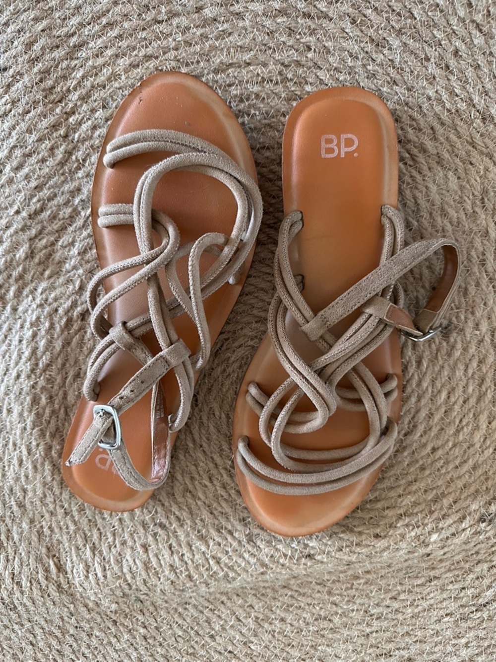 bp Taupe Strappy Slide Sandals